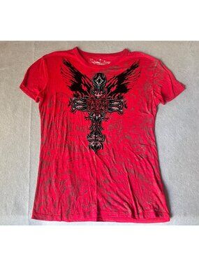 Panhandle Slim Rock & Roll Cowgirl T Shirt women’s XXL Red w/ Black Cross Bling